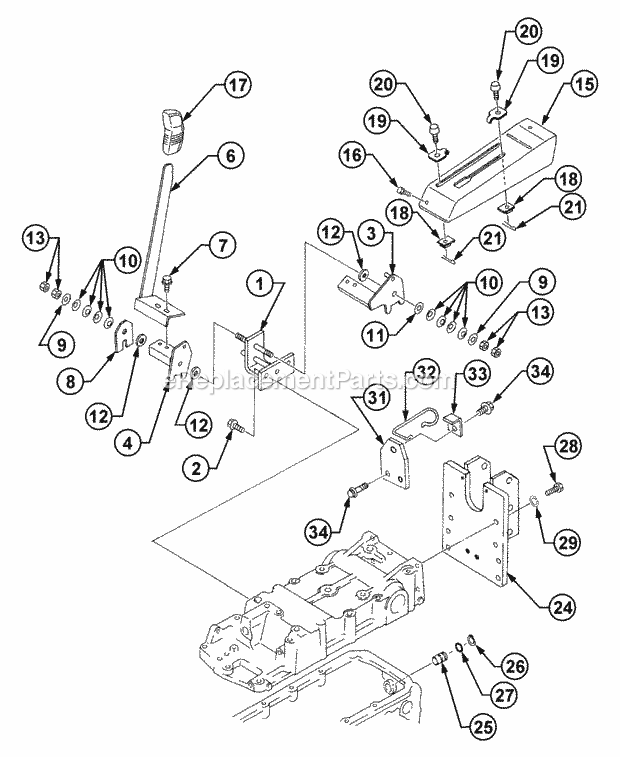 Hydraulic Lift Lever Diagram and Parts List for 54A-458D100, 590-603-100 Cub Cadet Lawn Tractor
